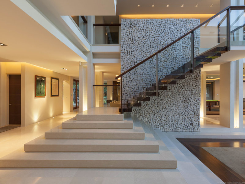 Large marble and wood staircase