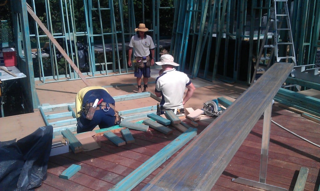 frames under construction on pole home indooroopilly brisbane