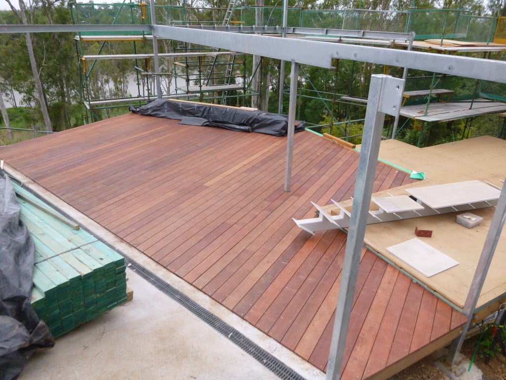 timber deck on home on steep block