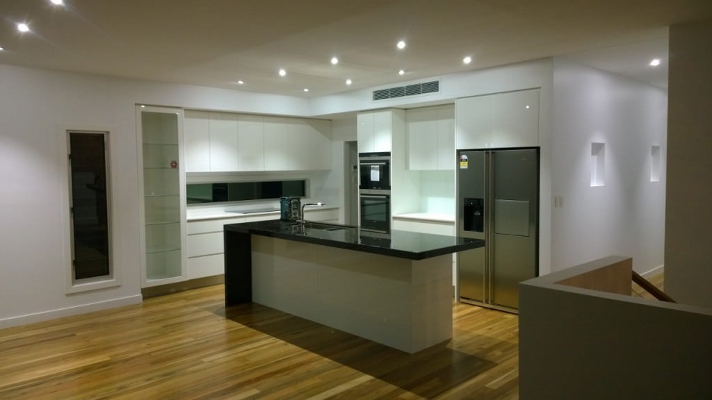 luxurious kitchen with marble benchtops in new kitchen