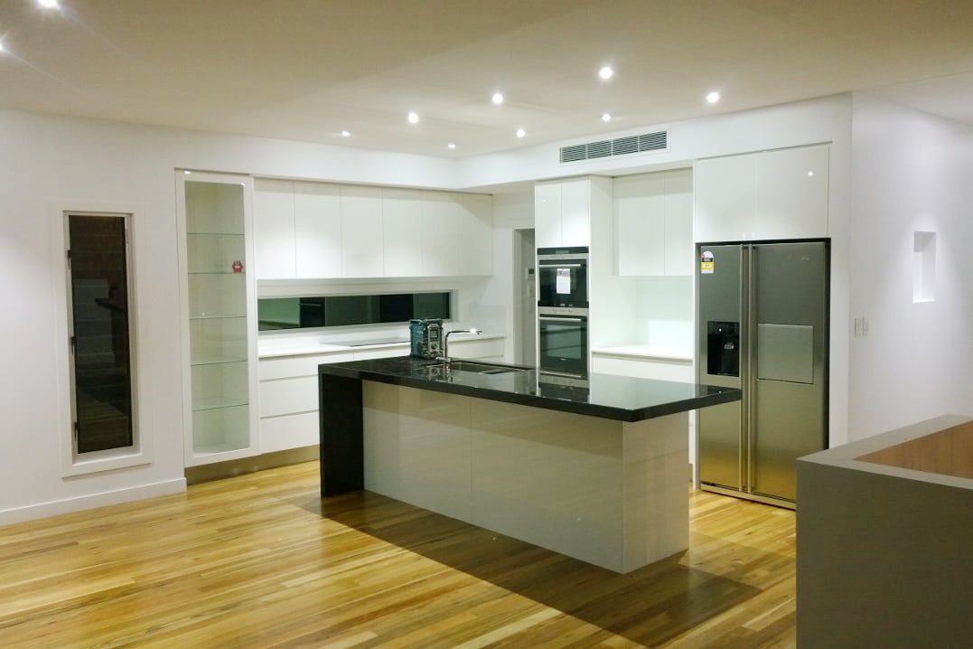 luxurious kitchen with marble benchtops in new kitchen