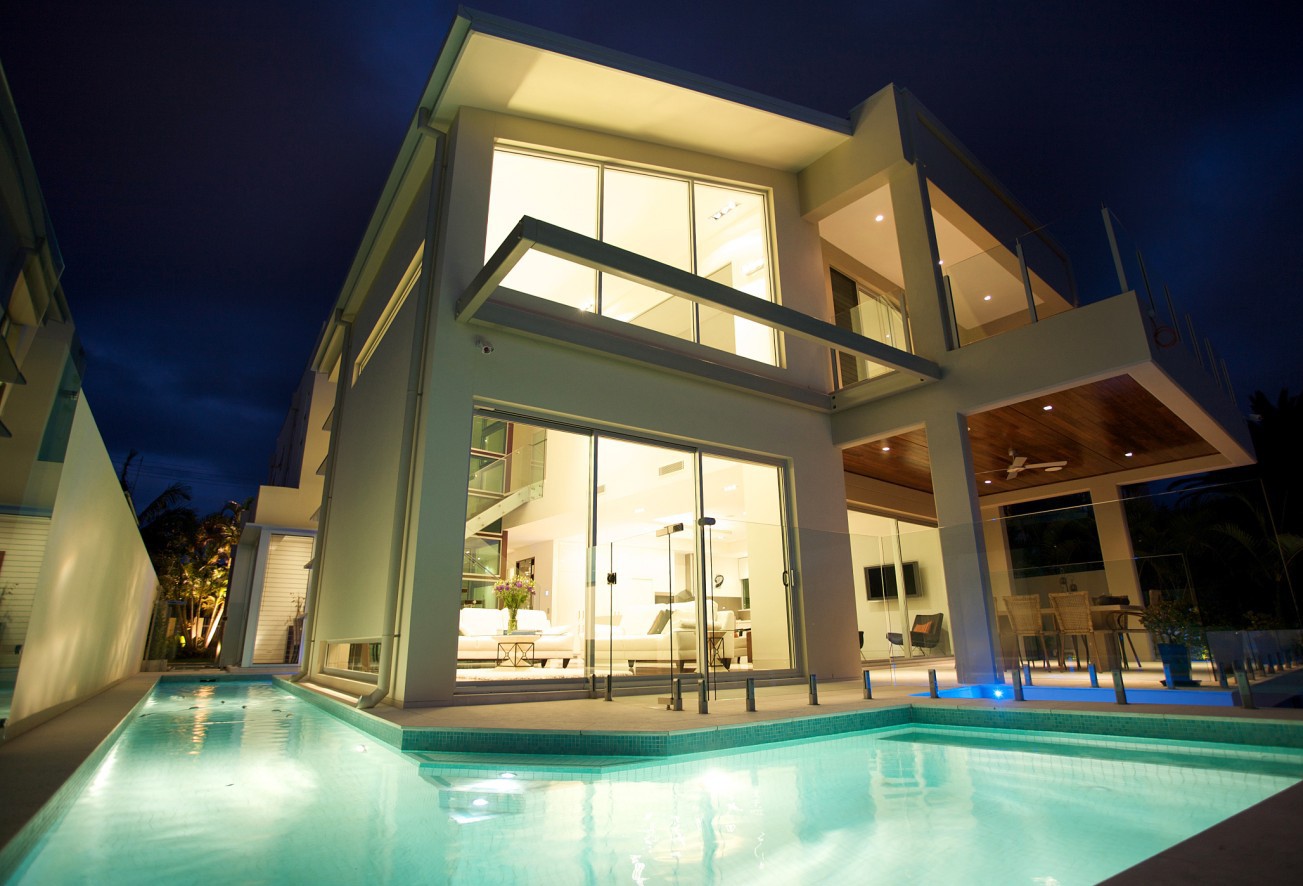 outdoor lap pool at Gold Coast double story home